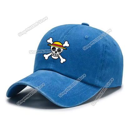 One Piece Men Washed Baseball Cap Unisex Retro Hip-hop Peak Caps Anime Luffy Male Outdoor Trucker Hat Travel Sunscreen Sunhat