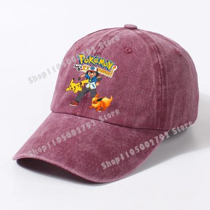 Pokemons Baseball Caps Pikachu Kawaii Anime Figures Sunshade Hats Summer Outdoor Parent Child Sunhat Trendy Duck Tongue Cap Gift