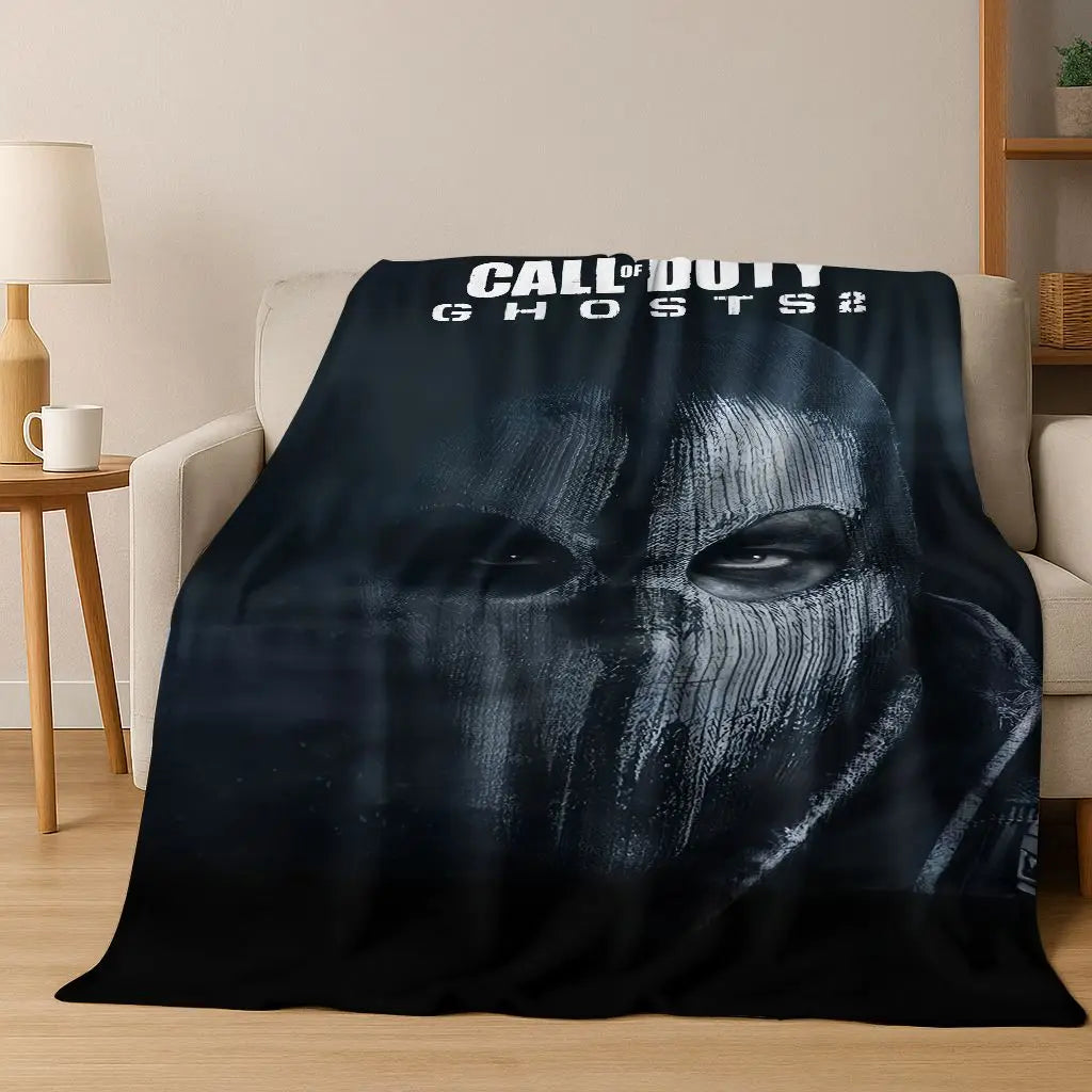 Classic Game Call of Duty Ghost Simon Cartoon Art Flannel Blanket,Cozy Soft Throw Blanket for Home Bedroom Bed Sofa Cover Kid