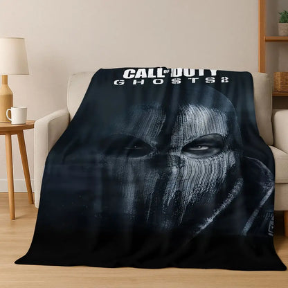 Classic Game Call of Duty Ghost Simon Cartoon Art Flannel Blanket,Cozy Soft Throw Blanket for Home Bedroom Bed Sofa Cover Kid