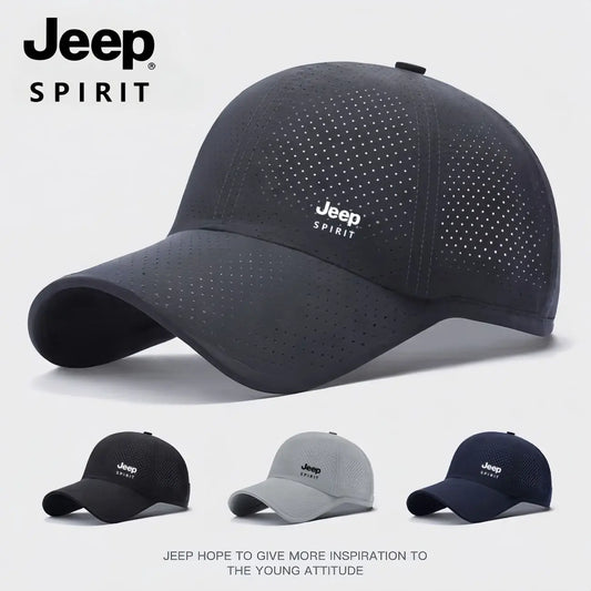 JEEP Spirit Quick drying Sports Hat Men's and Women's Duck billed Hat Spring/Summer Baseball Hat Breathable Sunscreen Hat