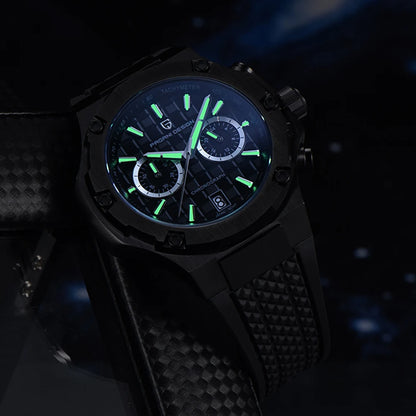 Montres à quartz pour hommes PAGANI DESIGN– Chronographe sportif de luxe, étanche, doté d'aiguilles luminescentes et d'un verre saphir avec traitement antireflet