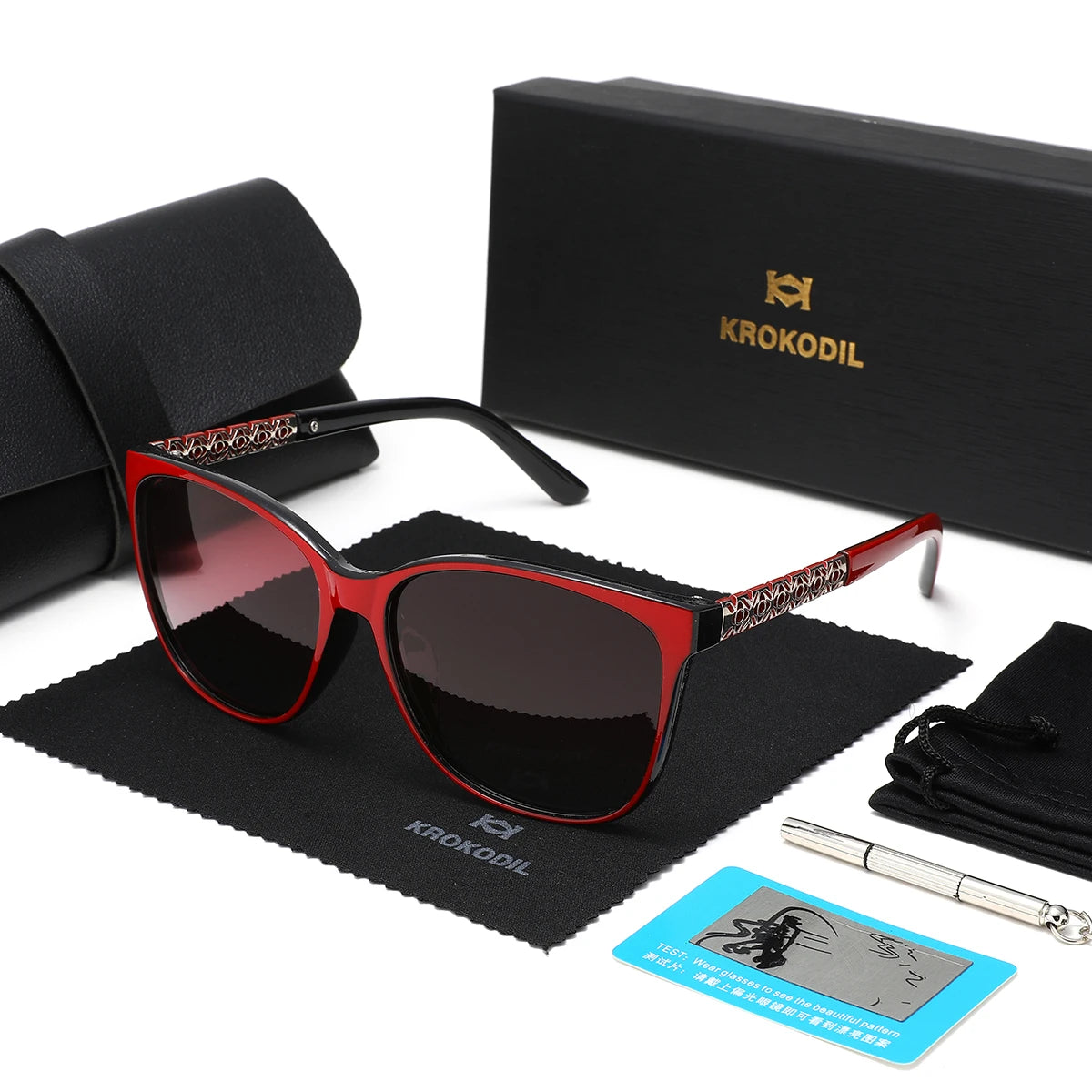 KROKODIL Polarized Sunglasses for Women Fashion Square Sunglasses Unisex Frame UV400 Protection With Boxes Set