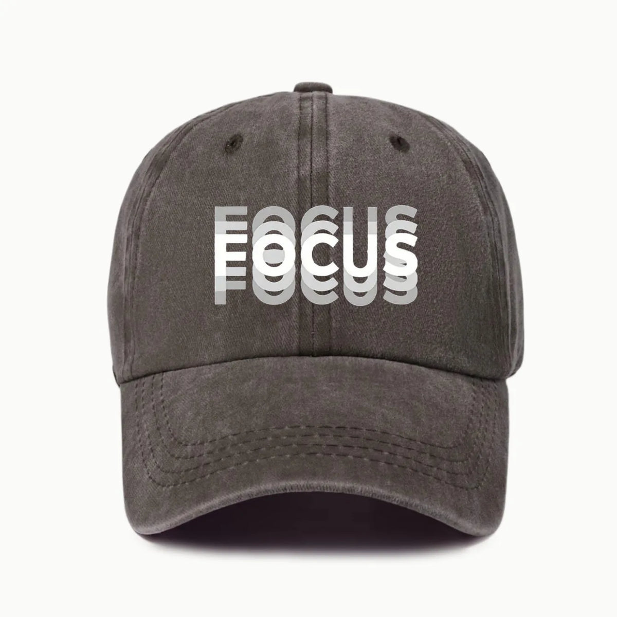 Gorra de béisbol de estilo clásico ajustable de algodón lavado con estampado FOCUS, gorra deportiva tipo «pico de pato» para hombre y mujer