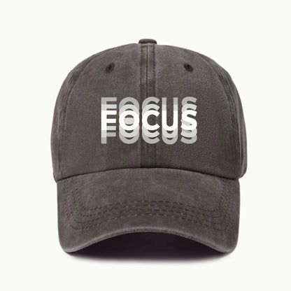 Gorra de béisbol de estilo clásico ajustable de algodón lavado con estampado FOCUS, gorra deportiva tipo «pico de pato» para hombre y mujer