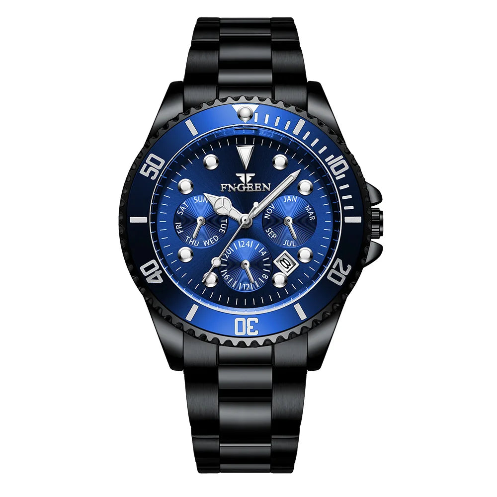 Montre à quartz de luxe pour homme BINBOND, précise, avec date automatique, lumineuse, étanche, idéale pour le sport, les affaires et les loisirs. Résistante et durable.