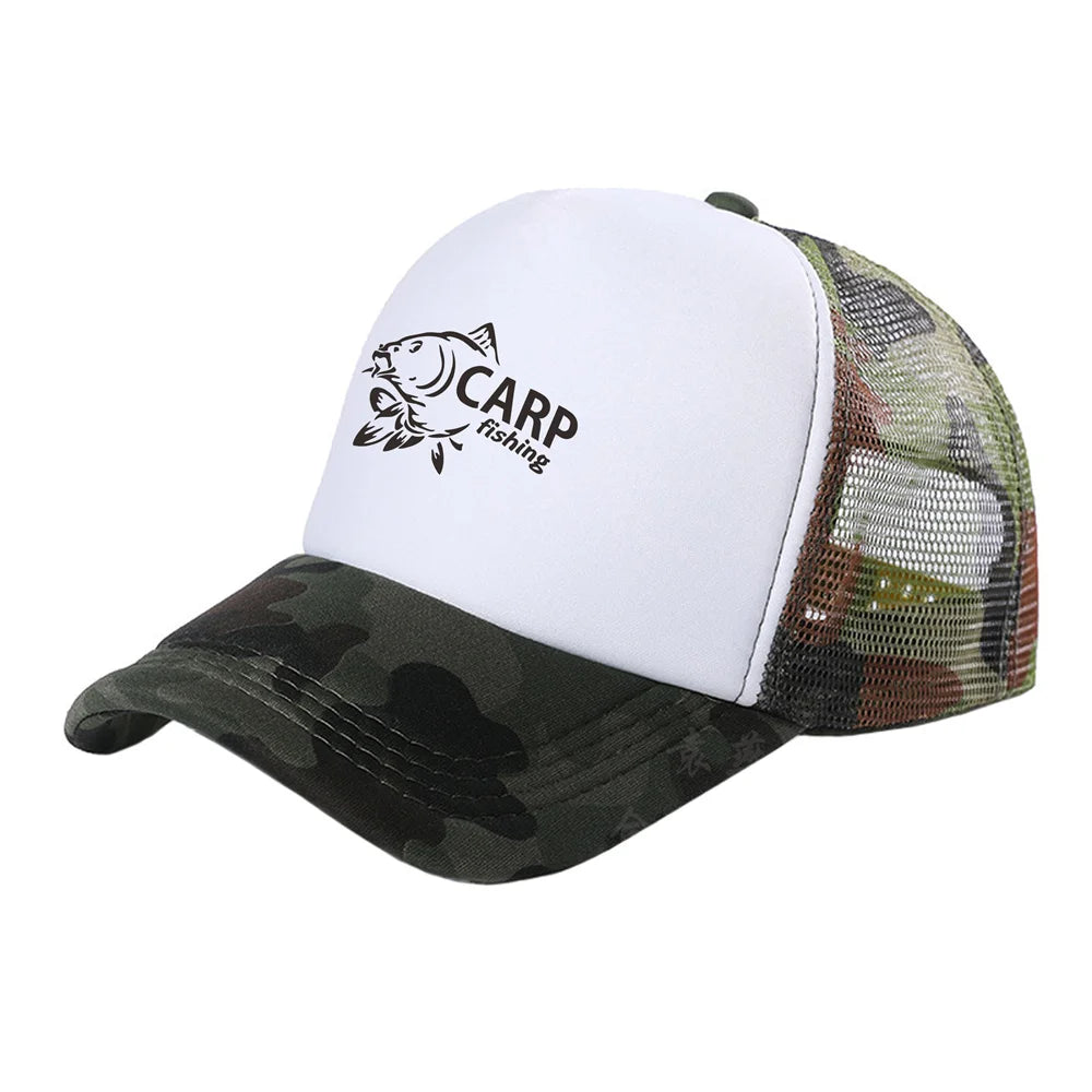 Șepci de camionagiu pentru bărbați cu imprimeu amuzant cu pește crap, șapcă de baseball pentru pescuit, șepci unisex din plasă pentru vară, model MZ-169