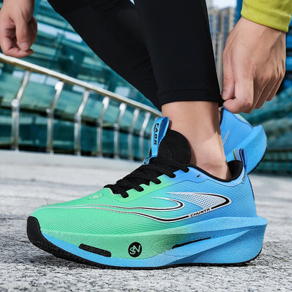 Løbesko med kulfiberplade til maraton, åndbare, lette, komfortable og skridsikre sportssneakers til mænd og kvinder