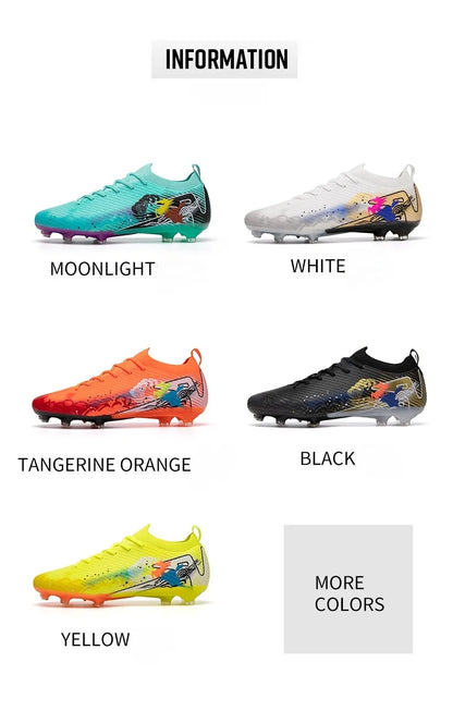 New Men Football Boots Cleats Non-Slip Match Ultralight Soccer FG Training Shoes Soccer Shoes Long Spikes Outdoor Drop Shipping