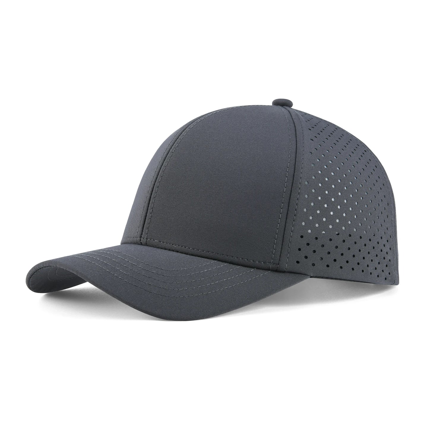 VOBOOM Men Quick Dry Baseball Cap Laser Cut Mesh Ball Curved Brim Snapback Hat Outdoor Running Travel Black Hat