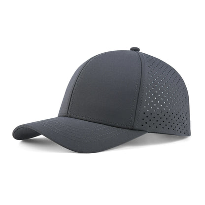 VOBOOM Men Quick Dry Baseball Cap Laser Cut Mesh Ball Curved Brim Snapback Hat Outdoor Running Travel Black Hat