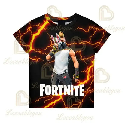 Детска тениска Cartoon Fortnite New Summer с 3D принт за момчета и момичета, streetwear дрехи за възрастни и деца, забавна тениска с обло деколте