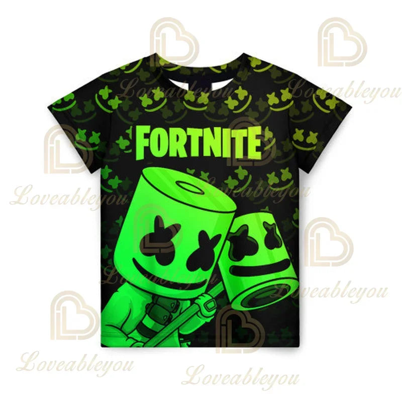 Battle Royale T-shirt Fortnite T-shirt Victory Cartoon Tops Teen Clothes Kids Hero Game Fortress Night 3D Boys Girls T-shirt