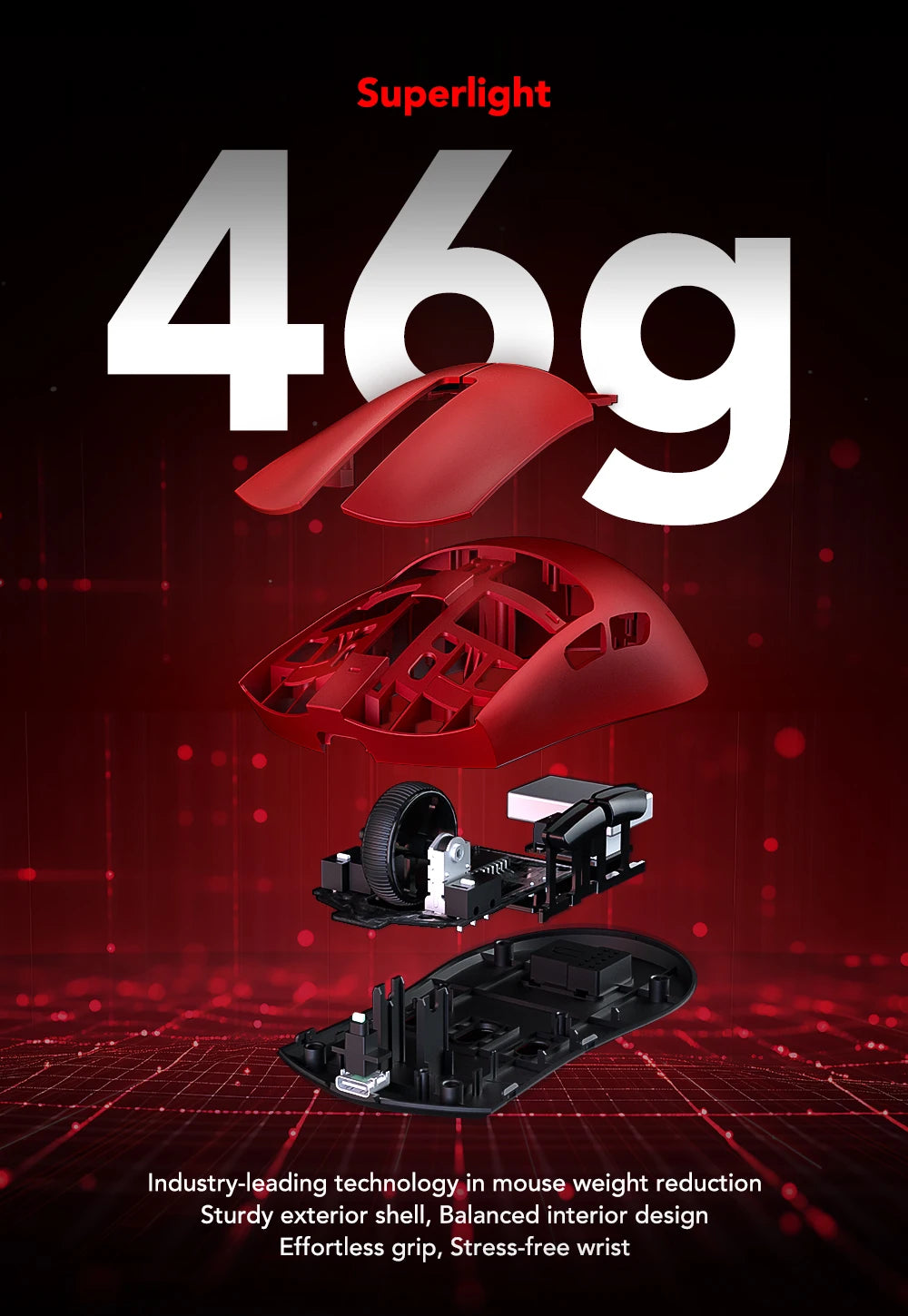 Mouse de gaming KYSONA Jupiter Series cu fir și wireless, 8Khz, senzor PAW3950, Bluetooth, 46g, reîncărcabil, driver web pentru PC și laptop