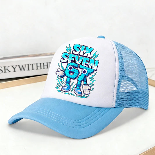 Steal A Brainrot Mesh Baseball Caps Cartoon 67 Six Seven Adult Kids Sports Hats Boys Girls Summer Outdoor Sunshade Peaked Caps
