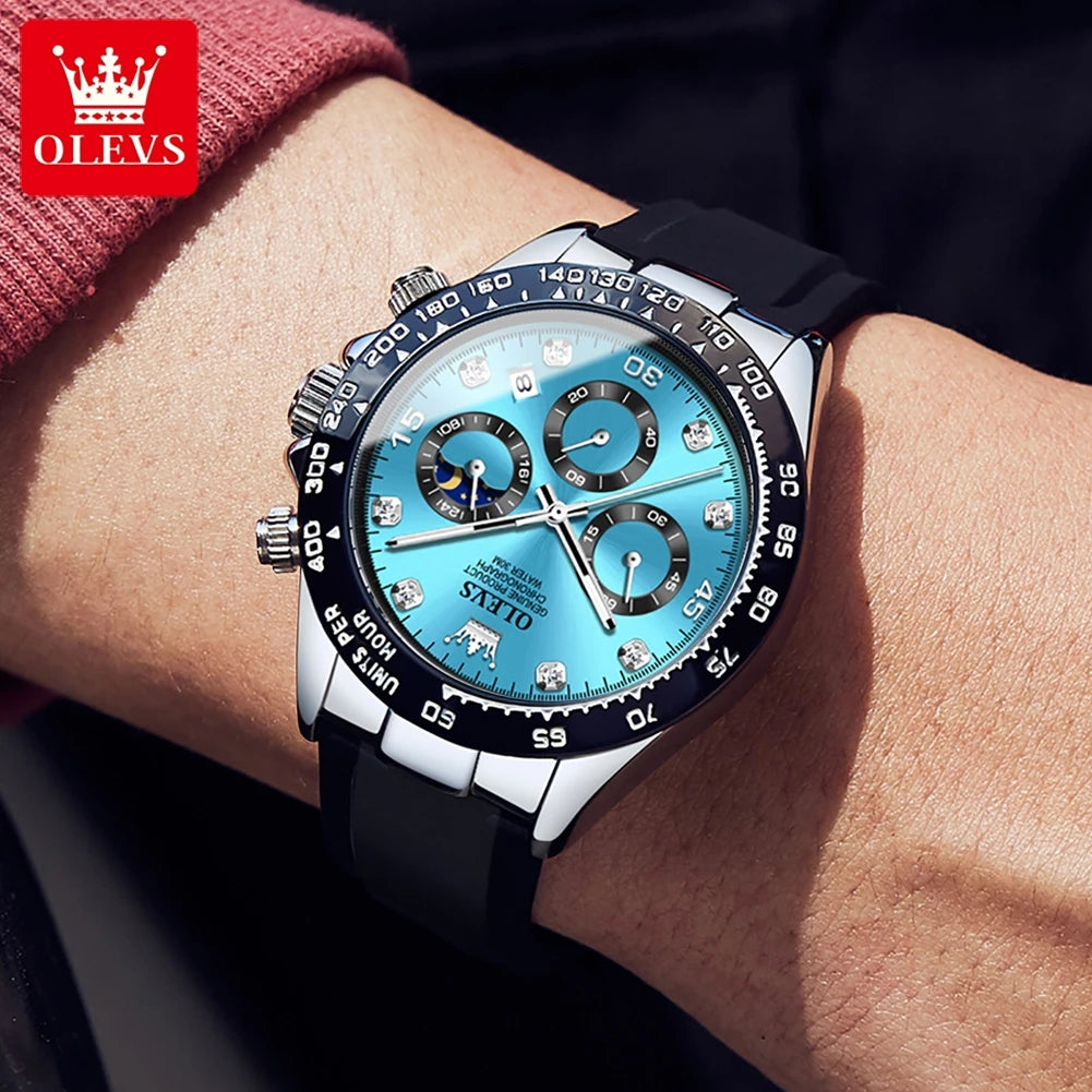 OLEVS Men’s Watch – Luxury quartz watch, water-resistant and luminescent, featuring a chronograph and date display – Men’s sports watch from a leading brand