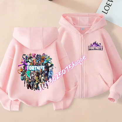 Fortnites Kids Zipper Hooded Coats Anime Fortress Night Sweatshirts Game Spring Autumn Hoodies Sportwear Children Clothes Gift