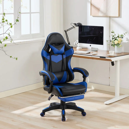 Ergonomic Rotating Gaming Chair, 360° Reclining Office Chair, Pivoting, Height-Adjustable, Footrest, Headrest