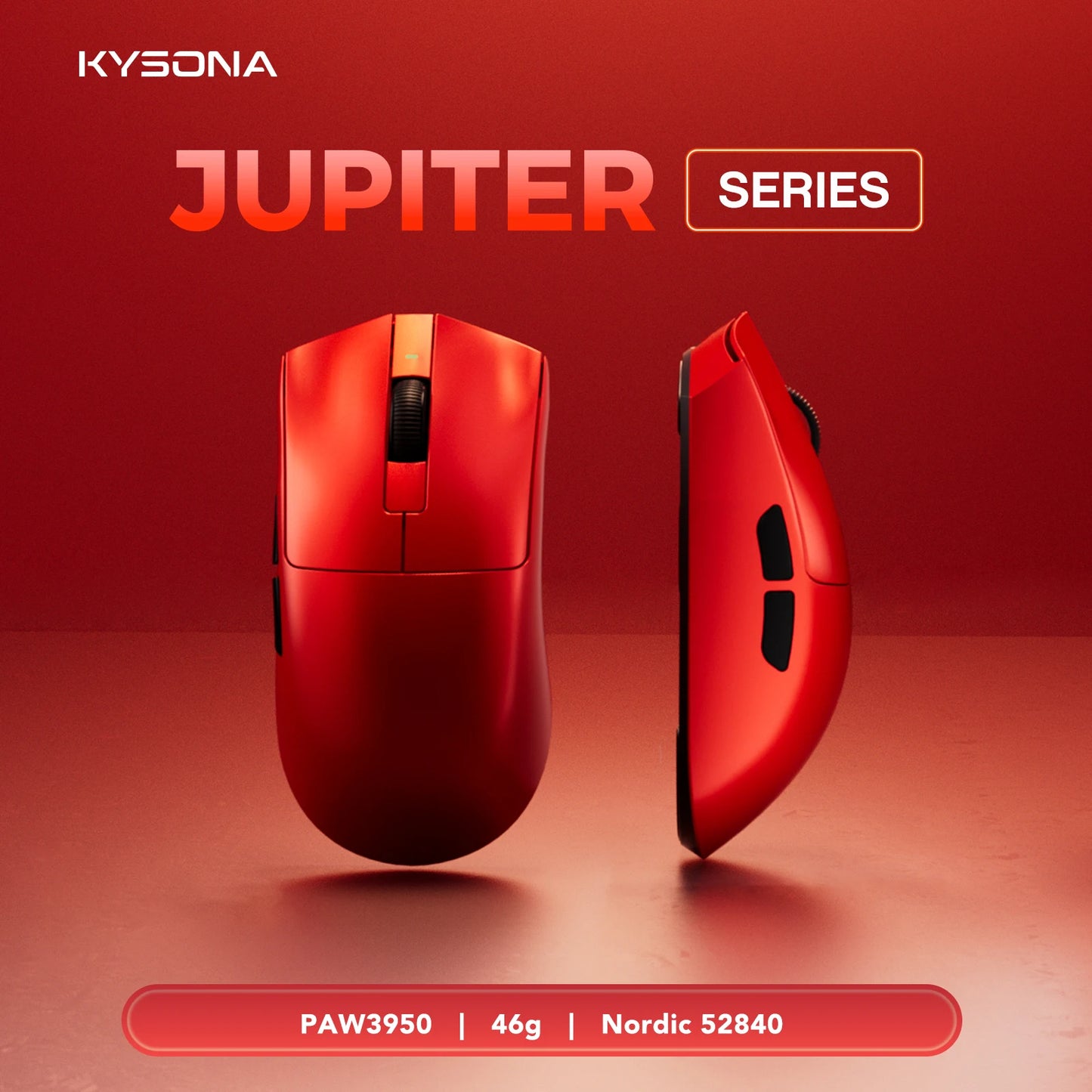 Mouse de gaming KYSONA Jupiter Series cu fir și wireless, 8Khz, senzor PAW3950, Bluetooth, 46g, reîncărcabil, driver web pentru PC și laptop