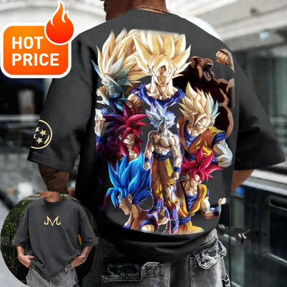 2026 Sommer Dragon Ball T-Shirt 100% Baumwolle Goku All Forms Print Oversized Gym Streetwear Unisex Retro-Tee für Erwachsene und Kinder