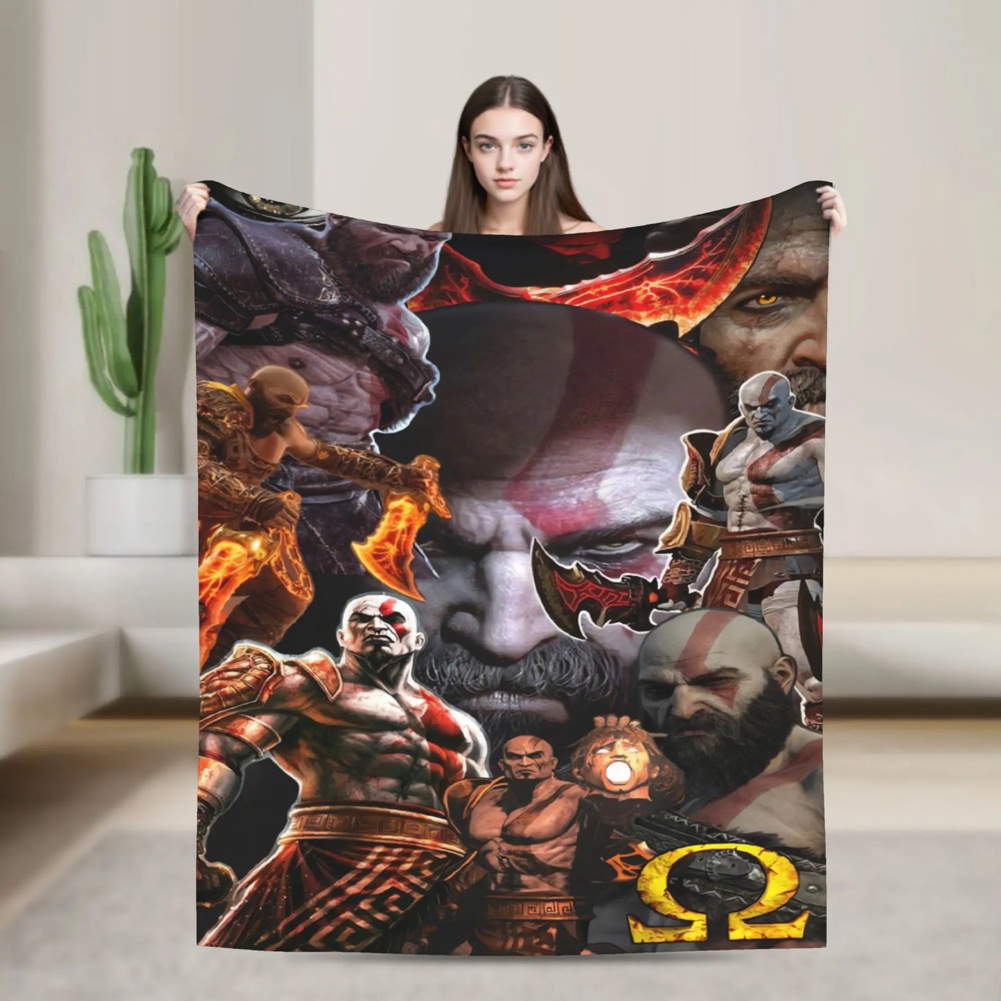 God of War Game Gamers Kratos Blanket  Soft Warm Funny Plush Throw Blanket For Home Decor Travel Flannel Bedspread Bed Cover
