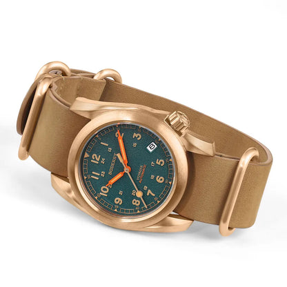 Boderry Field Watches Bronze Case Automatic Mechanical VOYAGER Watch Men's 100M Waterproof Clock Military Top Brand Wristwatch