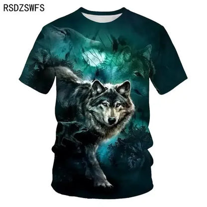 3D Fierce Animal Printed Men's Clothing Casual Fashion Wolf Pattern Short Sleeve Pullover Outdoor Daily Trend T-shirts For Men