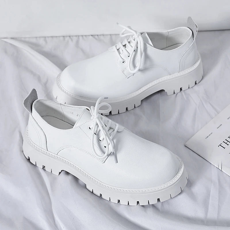 White Lace-up Oxford Shoe Men Fashion Men's Leather Sneakers Breathable Casual Loafers Shoes Mens Designer Men Comfortable Shoes