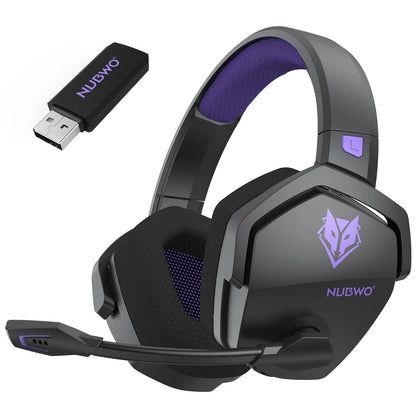 NUBWO G06 Casque Gaming Sans Fil 2.4GHz Bluetooth 5.3 Stéréo Double Mode avec Micro pour PS5 PS4 PC Switch Mobile Ordinateur Portable, pour Joueurs