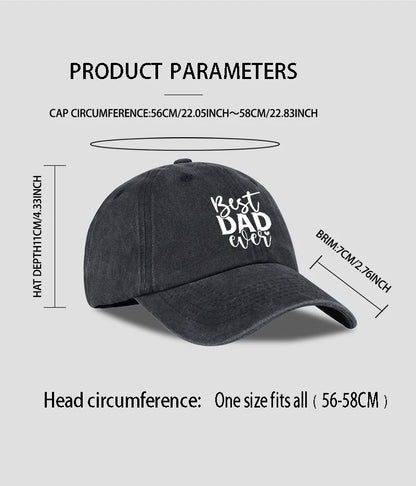 “Best DAD Ever” Printed Vintage Washed Baseball Cap – Adjustable, Casual, Men's Father's Day Gift, Dad Cap – Fishing & Hiking