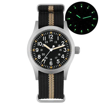 Militado ML05 38mm Vintage Watch VH31 Quartz Movement Field Watches Domed Sapphire Crystal With High Clear AR Coating Wristwatch