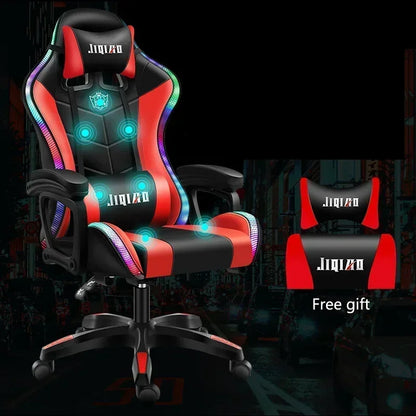 Ergonomic Gaming Chair with Massage Function, RGB Light Swivel Recliner Office Chair, Adjustable High Quality Computer Gamer Chair