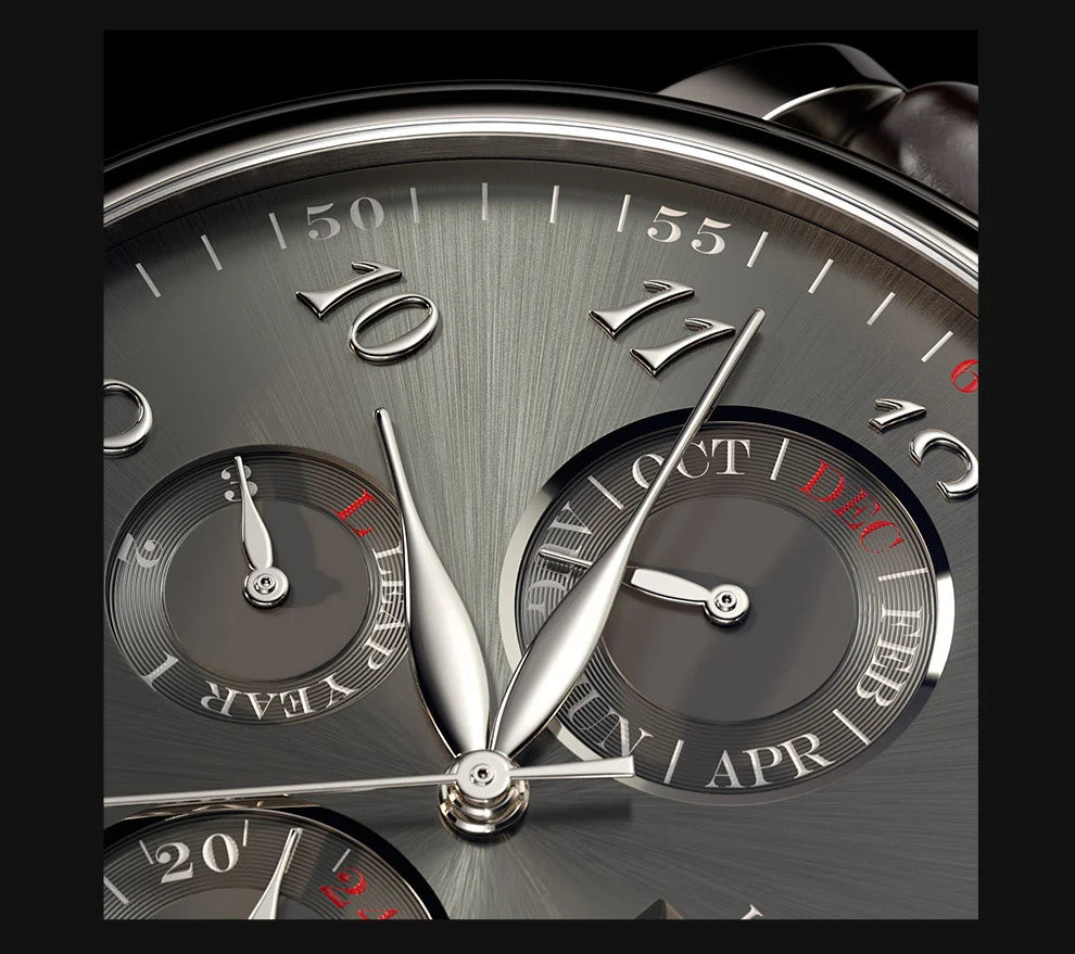 Relógio masculino mecânico automático LOBINNI Luxury Brand Switzerland com calendário perpétuo, vidro de safira e mostrador multifunções L13019-8