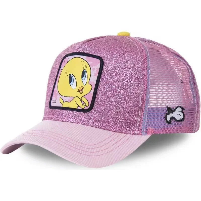 Cartoon Anime Trucker Cap Mesh Back Baseball Hat Adjustable Rabbit Mouse Cat Bird Embroidered Hip Hop Outdoor Sun Hat Boy Gifts