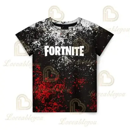 Детска тениска Cartoon Fortnite New Summer с 3D принт за момчета и момичета, streetwear дрехи за възрастни и деца, забавна тениска с обло деколте