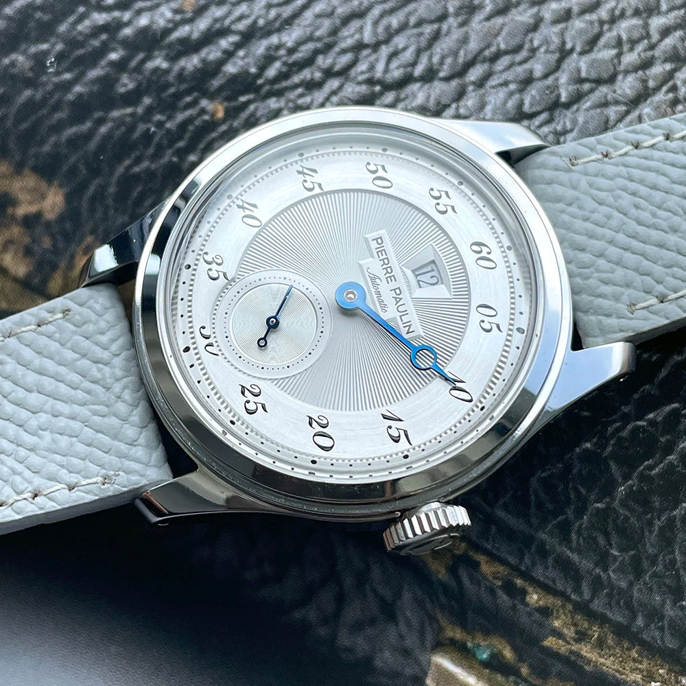 NEW Pierre Paulin Jumping Hour Men Watch Automatic St17 Mechanical Watch Steel Purplewatch Vintage Date Window 38mm Metal