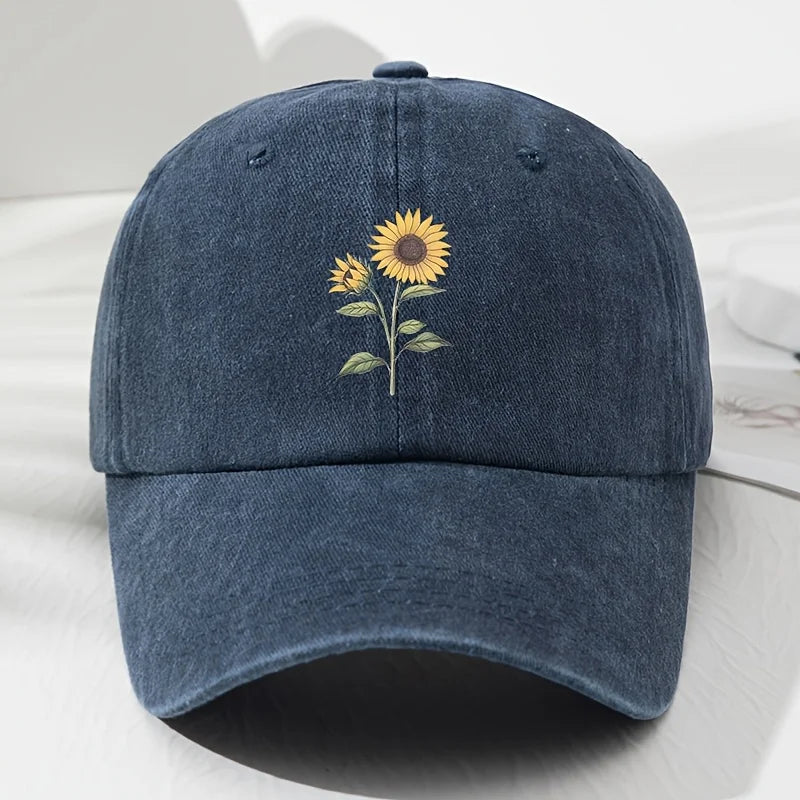 Gorra de béisbol tipo «dad hat» con estampado retro de girasoles, ideal para deportes al aire libre, pesca y acampada, gorra de senderismo