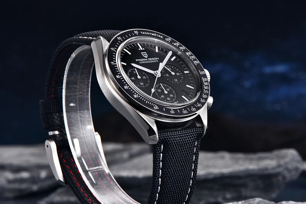 PAGANI DESIGN Moon-ur – Luksus-kvarts-kronograf til mænd, sporty stil, safirglas med antirefleksbehandling, selvlysende display