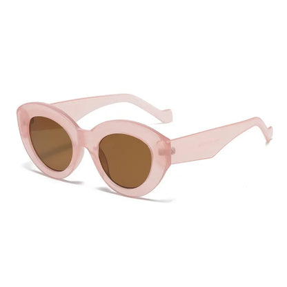JNPCXI Ins Popular Fashion Oversized Cat Eye Women Sunglasses Green Stripes Retro Shades UV400 Men Trending Oval Sun Glasses