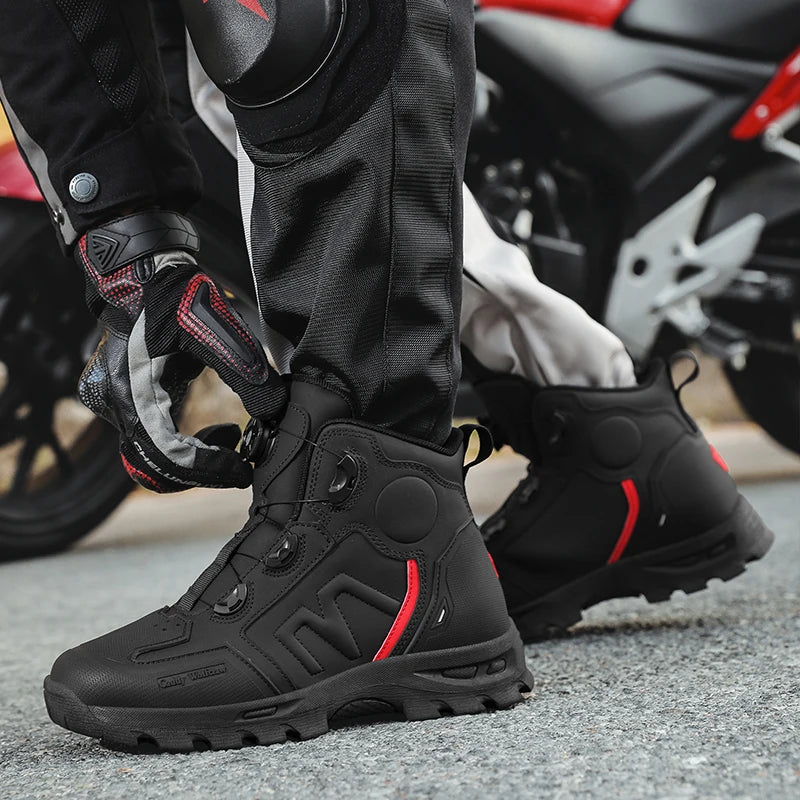 Bottes de moto imperméables pour hommes, chaussures de cyclisme pour Motocross, course de moto tout-terrain, Anti-chute, équipement respirant doux