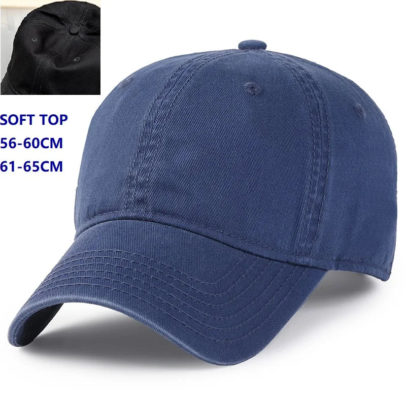 Herr och dam, oversize XXL 100% bomull, stor basebollkeps för stora huvuden 56-63cm(23.5"-25.5"), justerbar enfärgad dad cap