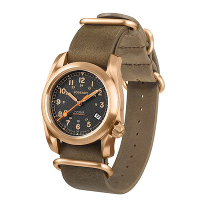 Boderry Field Watches Bronze Case Automatic Mechanical VOYAGER Watch Men's 100M Waterproof Clock Military Top Brand Wristwatch