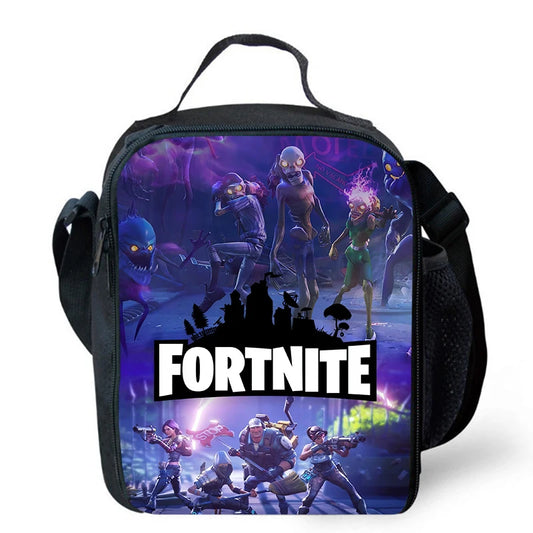 Saco de Almoço Térmico Isolado com Desenho Animado Fofo, Recipiente para Alimentos à Prova de Fugas, Reutilizável, Saco Frigorífico de Almoço Fortnite para Crianças e Estudantes