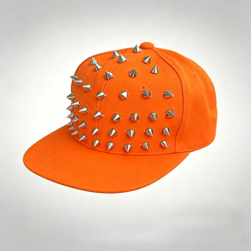 1pc Hip Hop Y2K Style Street Baseball Cap,Personalized Fashion Rivet Duck Tongue Driver Caps Street Dance Flat Edge Skull Caps
