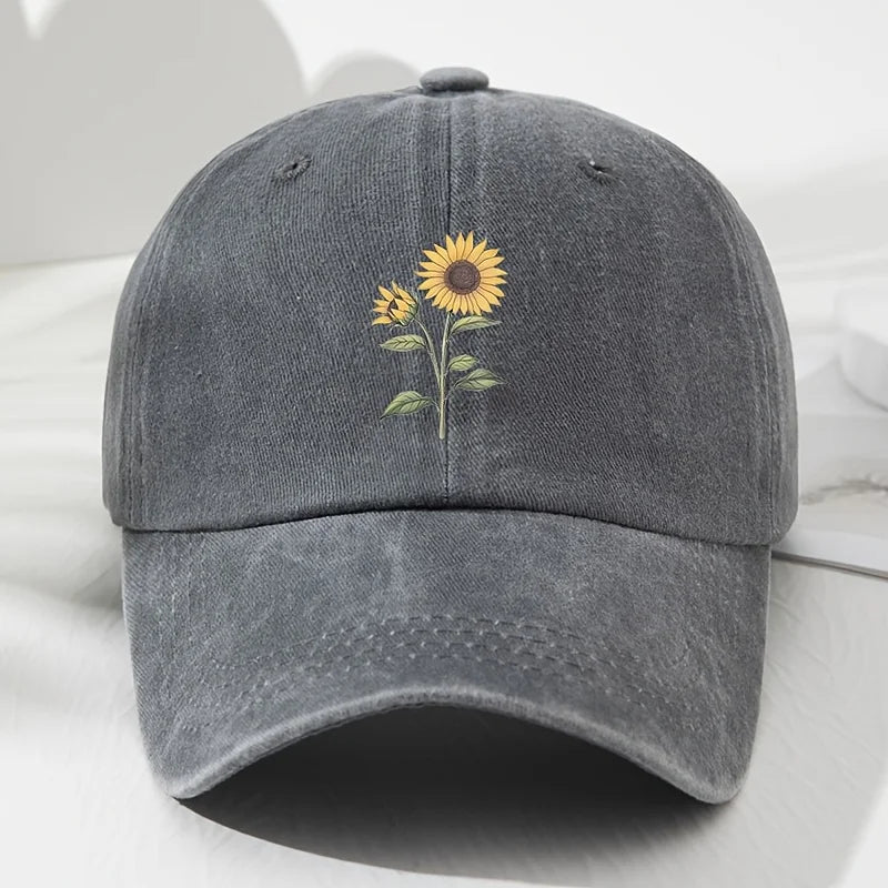 Gorra de béisbol tipo «dad hat» con estampado retro de girasoles, ideal para deportes al aire libre, pesca y acampada, gorra de senderismo