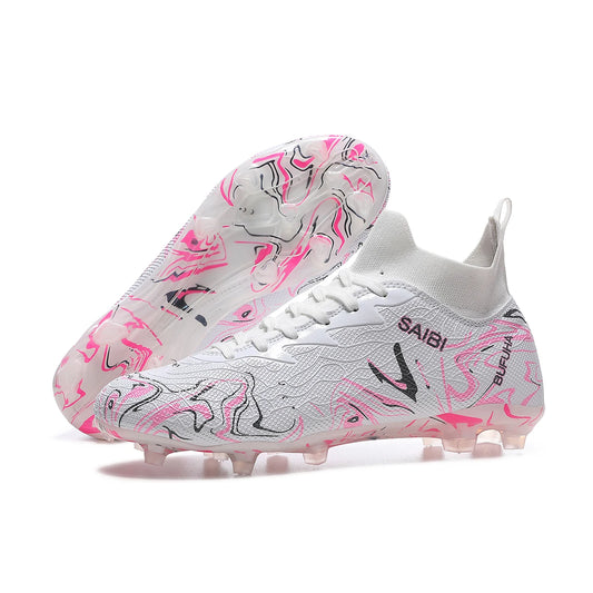 Chaussures de football montantes 2026 avec crampons FG longs et crampons TF, adaptées aux hommes et aux femmes, respirantes et antidérapantes