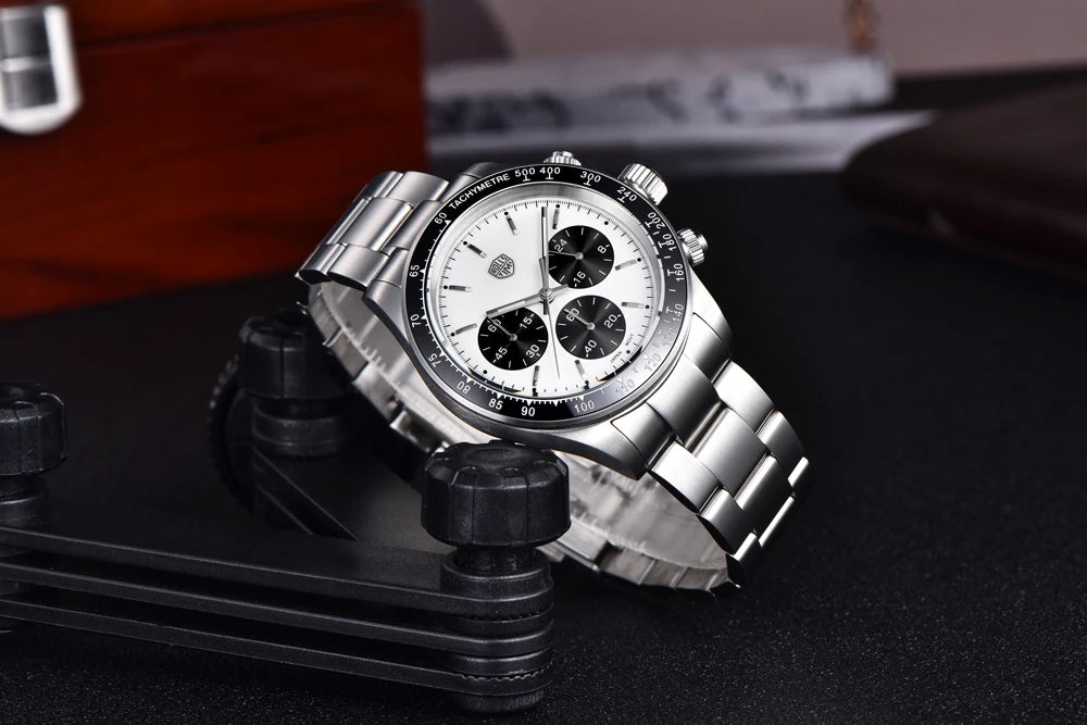 Montres pour hommes Rolls Timi Panda – Chronographe à quartz, modèle de luxe, verre saphir avec traitement antireflet, étanche, style sportif
