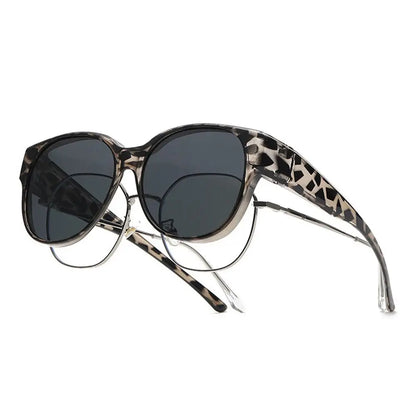Fashion UV Protection Driving Sunglasses Round Frame Y2K Wear Over Glasses Retro Black Shades for Women Men