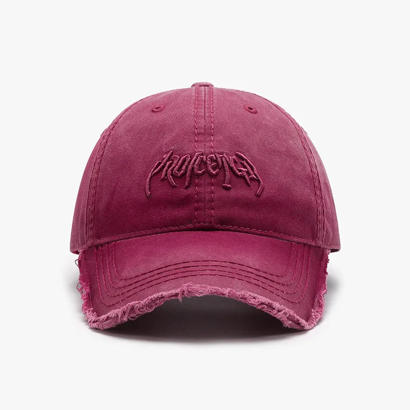 Cappellino da baseball da uomo con ricamo tridimensionale a lettere, parte superiore morbida e bordi grezzi. Modello versatile in stile europeo e americano, regolabile.