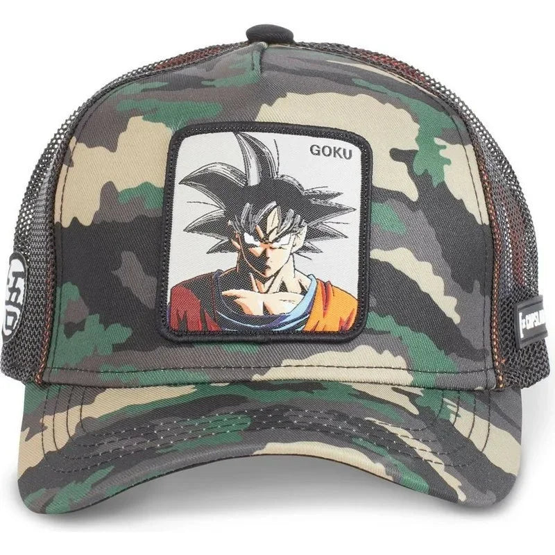 Dragon Ball Buu Goku Cap Summer Travel Peaked Cap Men's Embroidery Hip-Hop Cap Style Sun Visor Adjustable Trucker Mesh Cap
